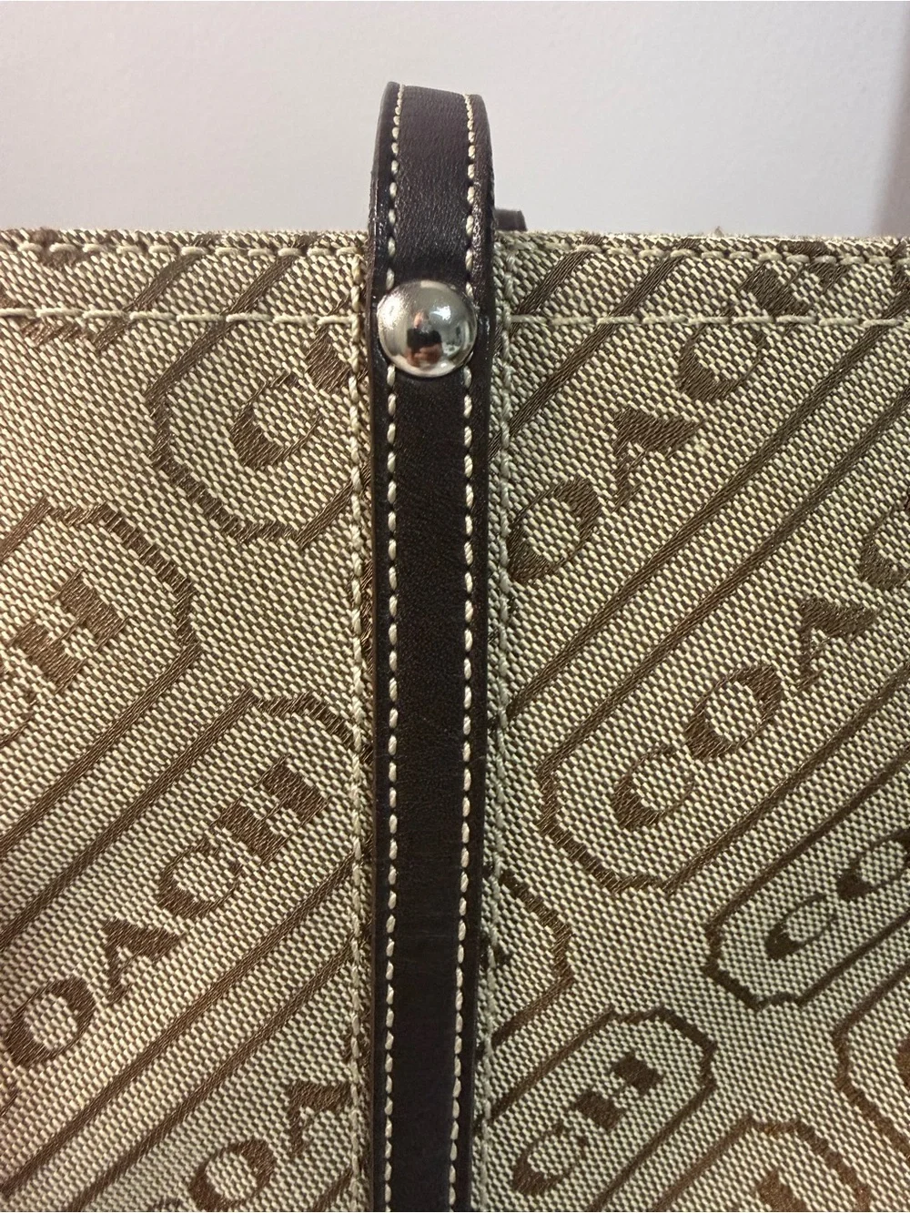 Coach Lozenge Beige and Brown Tote Bag